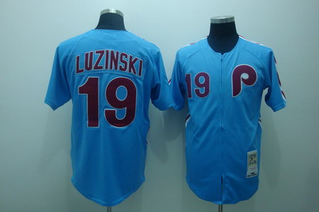 Philadelphia Phillies 19 Freg Luzinski blue jerseys Mitchell and ness