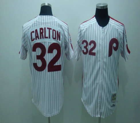 MLB Jersey Philadelphia Phillies 32 CARLTON White(red strip)M&N