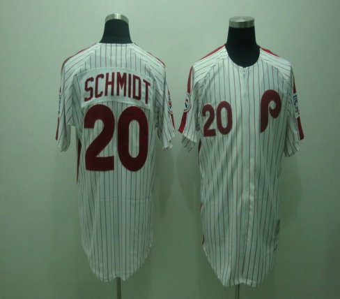 MLB Jersey Philadelphia Phillies 20 SCHMIDT White(red strip)M&N