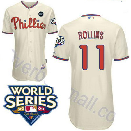 Philadelphia Phillies 11 Jimmy Rollins Cream jerseys