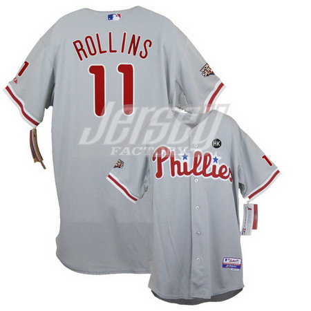 Philadelphia Phillies 11 Jimmy Rollins grey jerseys