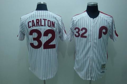 mlb philadelphia phillies #32 carlton m&n white(red strip)