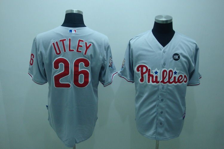 MLB Jersey Philadelphia Phillies #26 C Utley Grey Jersey