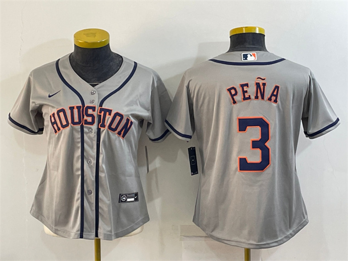 Women's Houston Astros #3 Jeremy Pe?a Gray Cool Base Stitched Baseball Jersey(Run Small)s