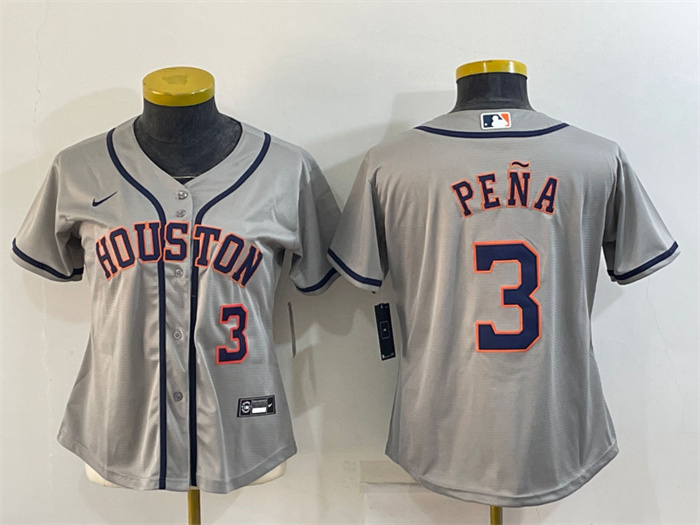 Women's Houston Astros #3 Jeremy Pe?a Gray Cool Base Stitched Baseball Jersey(Run Small)