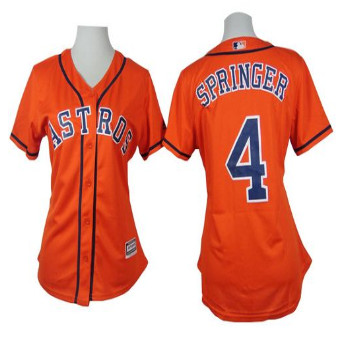 Women Houston Astros #4 George Springer Orange Alternate Stitched Baseball Jersey