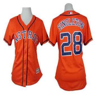 Women Astros #28 Jon Singleton Orange Alternate Stitched Baseball Jersey