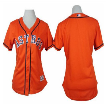 Women Astros Blank Orange Alternate Stitched Baseball Jersey