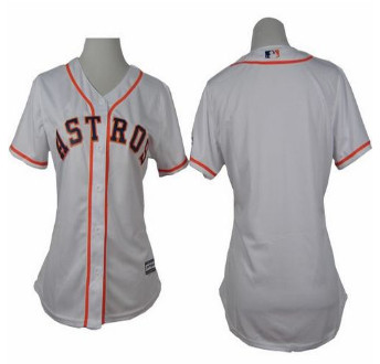 Women Astros Blank White Home Stitched Baseball Jersey