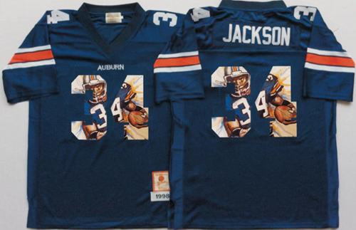 Tigers #34 Bo Jackson Blue Player Fashion Stitched NCAA Jersey