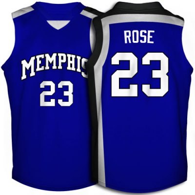 tigers #23 derrick rose blue basketball embroidered ncaa jersey