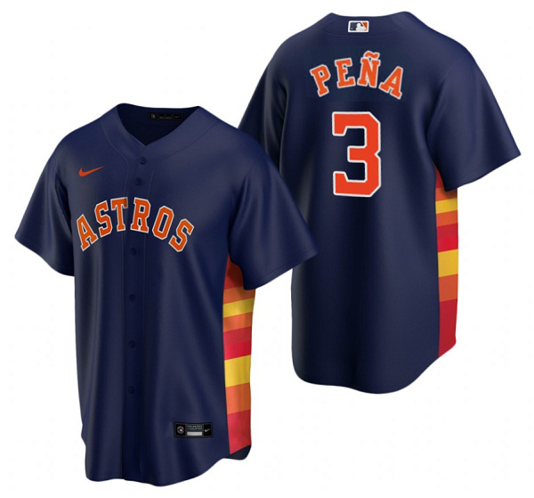 Men's Houston Astros #3 Jeremy Pe?a Navy Cool Base Stitched Jersey