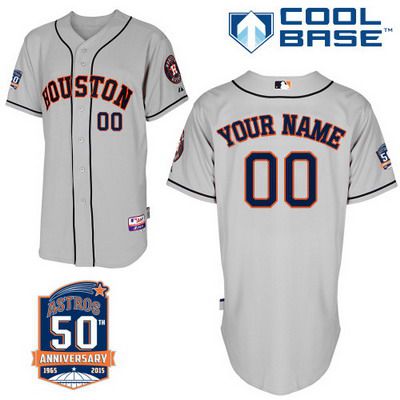 Men's Houston Astros Customized Road Jersey With Commemorative 50th Anniversary Patch