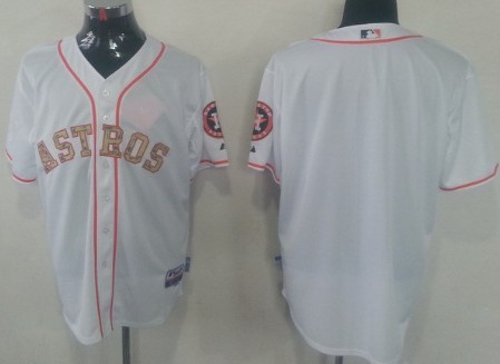 Youth's Houston Astros Customized White With Camo Jersey