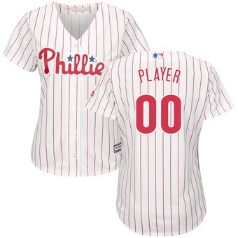 Women's Custom Philadelphia Phillies White Scarlet Home Cool Base Jersey