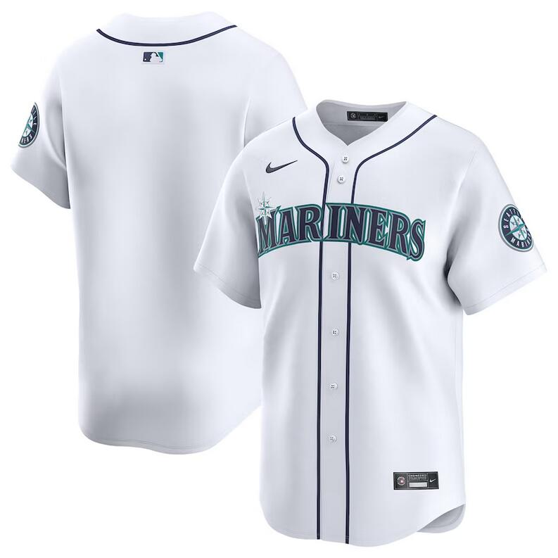 Men's Seattle Mariners Blank White Home Limited Stitched Jersey