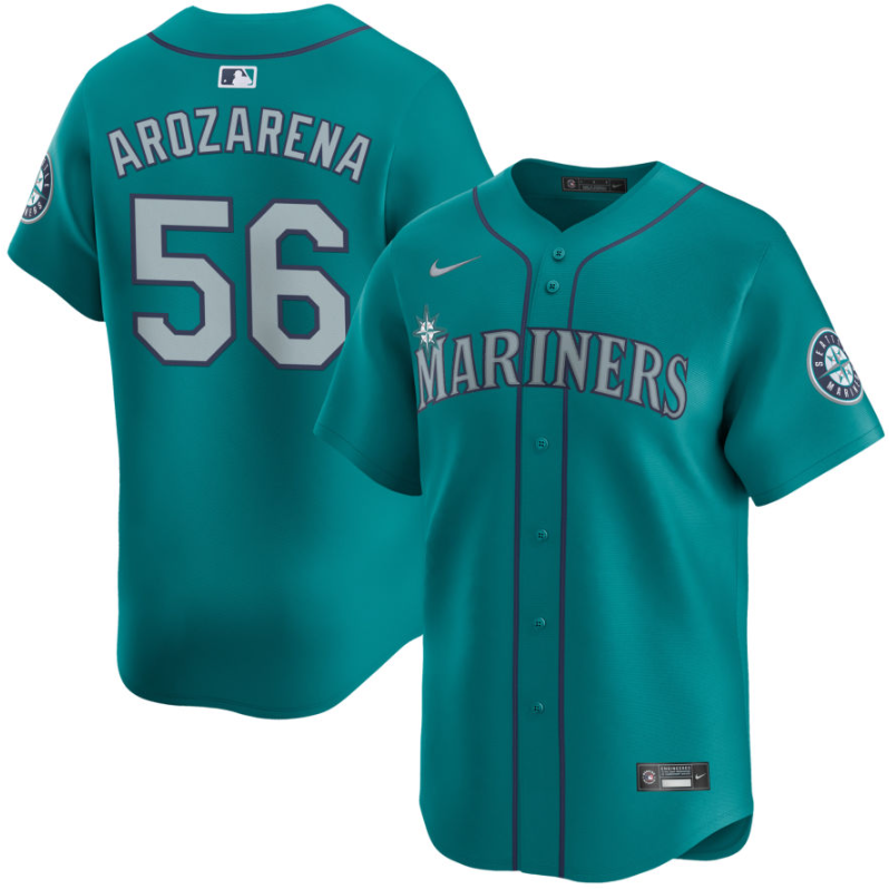 Men's Seattle Mariners #56 Randy Arozarena Aqua Alternate Limited Stitched Jersey