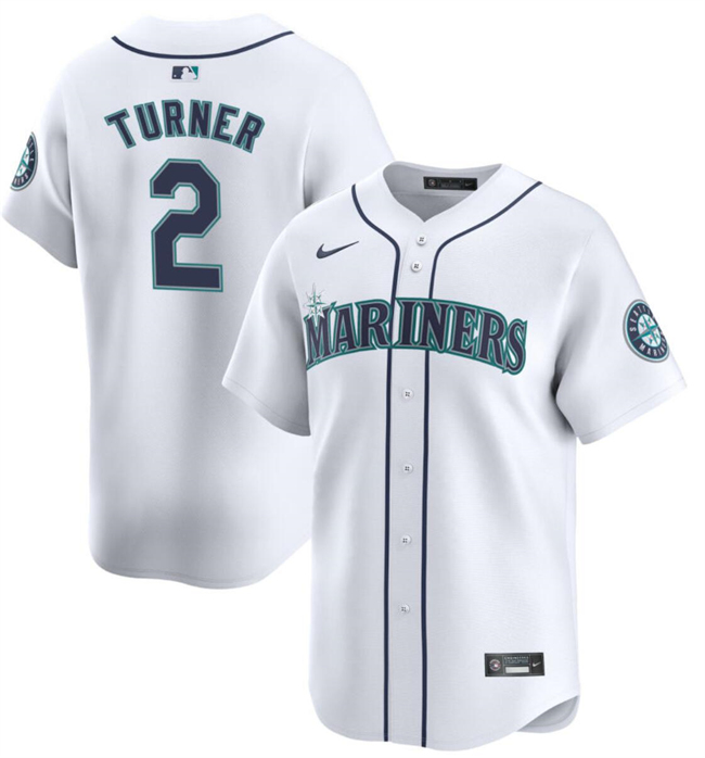 Men's Seattle Mariners #2 Justin Turner White 2024 Home Limited Stitched Jersey