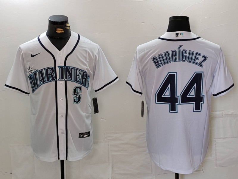 Men's Seattle Mariners #44 Julio Rodriguez White Cool Base Stitched Jersey 1