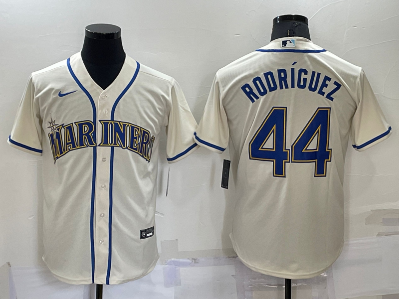 Men's Seattle Mariners #44 Julio Rodriguez Cream Cool Base Stitched Jersey 5