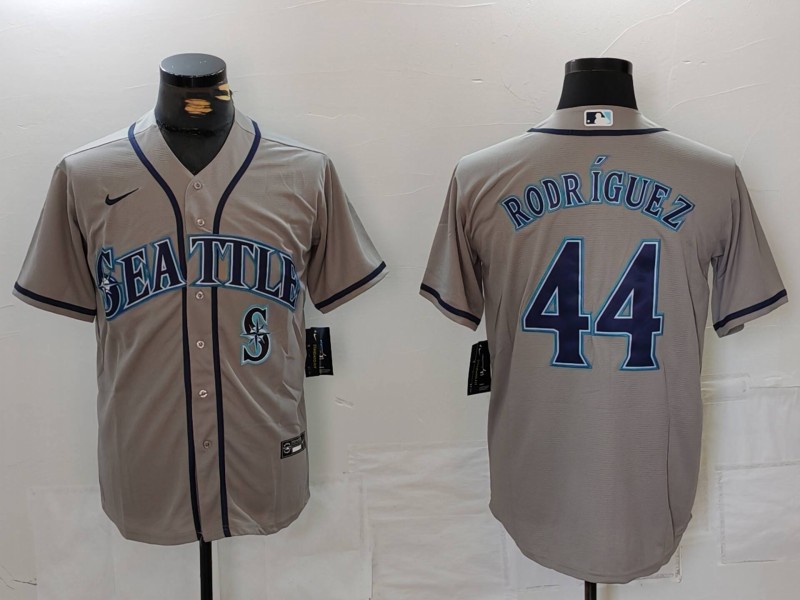 Men's Seattle Mariners #44 Julio Rodríguez Grey Cool Base Stitched Jersey 1