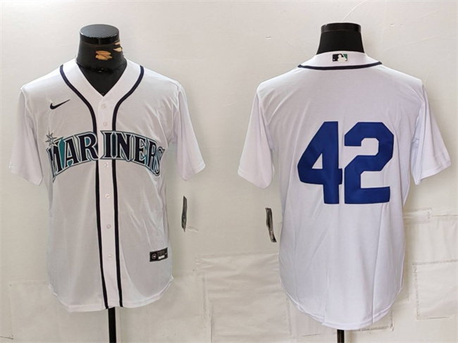 Men's Seattle Mariners #42 Jackie Robinson White Cool Base Stitched Jersey