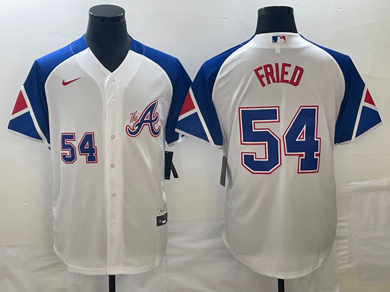 MLB Braves 54 Max Fried White City Connect Nike Cool Base Men Jersey 3