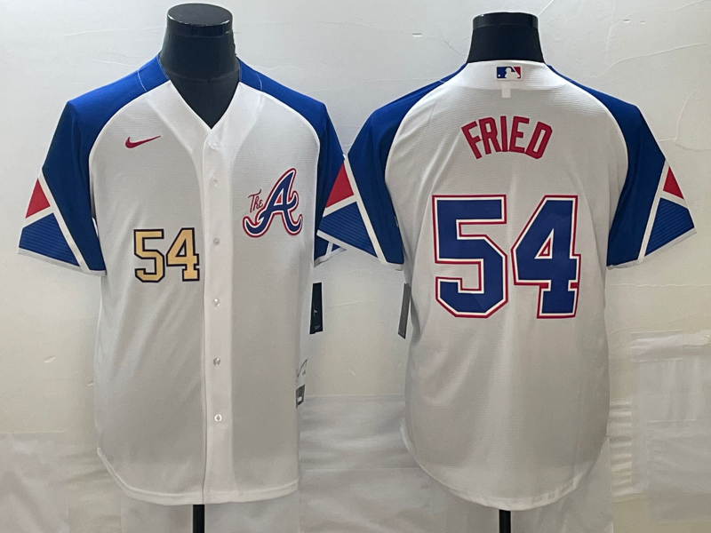 MLB Braves 54 Max Fried White City Connect Nike Cool Base Men Jersey