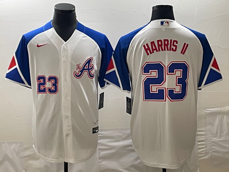 MLB Braves 23 Harris II White City Connect Cool Base Men Jersey