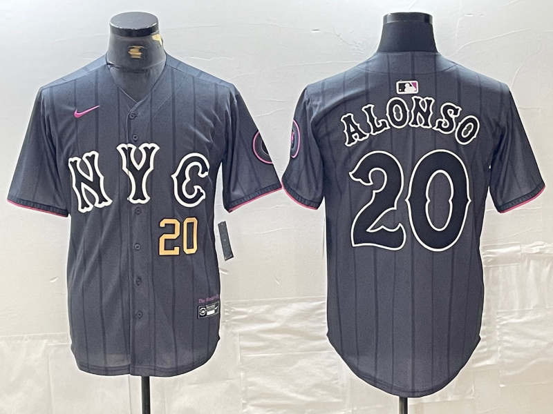 Men's New York Mets #20 Pete Alonso Graphite 2024 City Connect Limited Stitched Baseball Jersey cluejerseyts.net