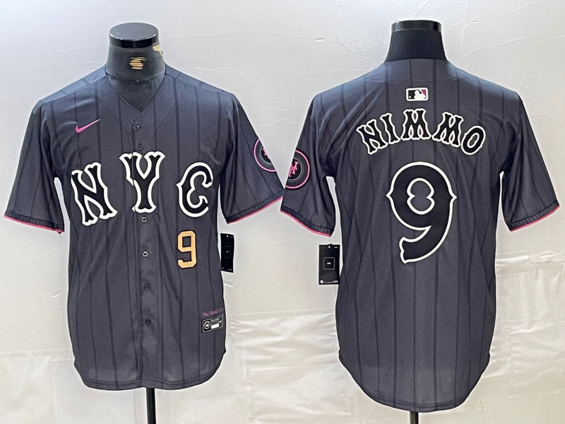 Men's New York Mets #9 Brandon Nimmo Graphite 2024 City Connect Limited Stitched Baseball Jersey ebjerseys.com