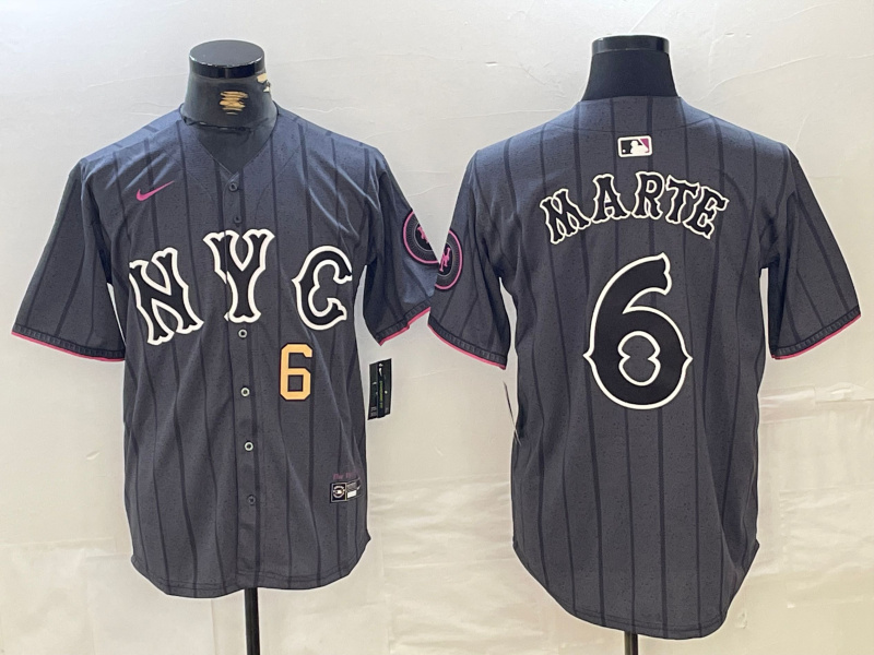 Men's New York Mets Graphite 2024 City Connect Limited Stitched Baseball Jersey 2