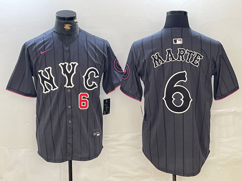 Men's New York Mets Graphite 2024 City Connect Limited Stitched Baseball Jersey