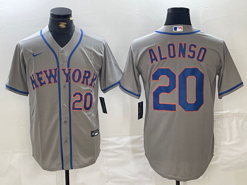 men's new york mets #20 pete alonso grey stitched baseball jersey_副本