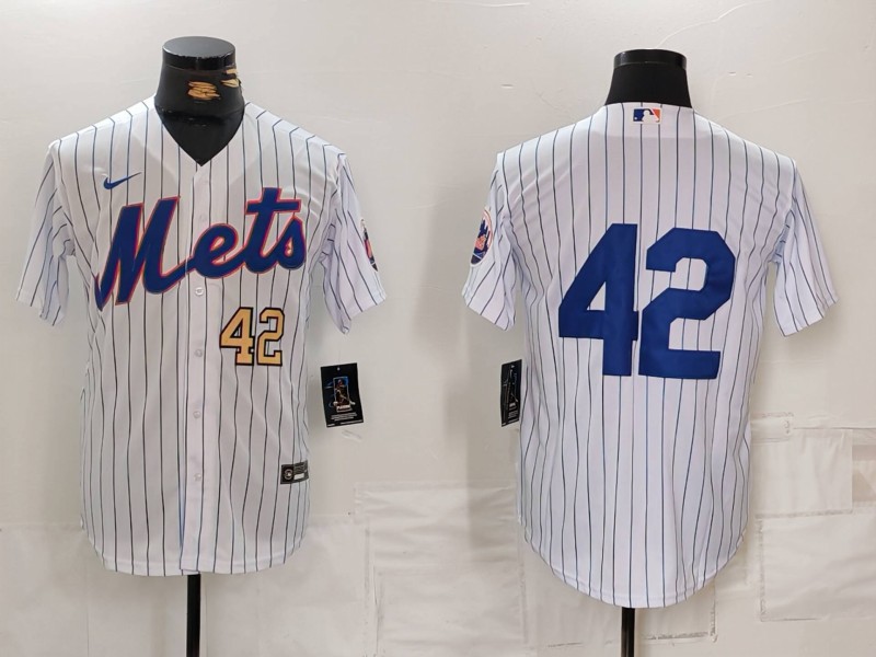 Men's New York Mets #42 Jackie Robinson White Cool Base Stitched Baseball Jersey 3