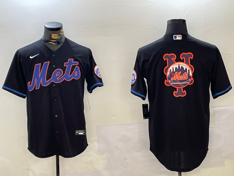 Men's New York Mets Team Big Logo Graphite 2024 City Connect Limited Stitched Baseball Jersey 3