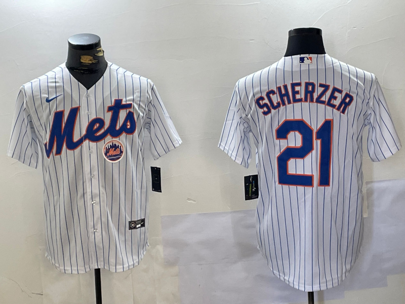 Men's New York Mets #21 Max Scherzer White Cool Base Stitched Baseball Jersey 1