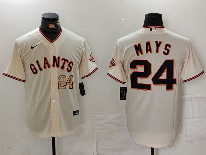 Men's San Francisco Giants #24 Willie Mays Cream Stitched Baseball Jersey