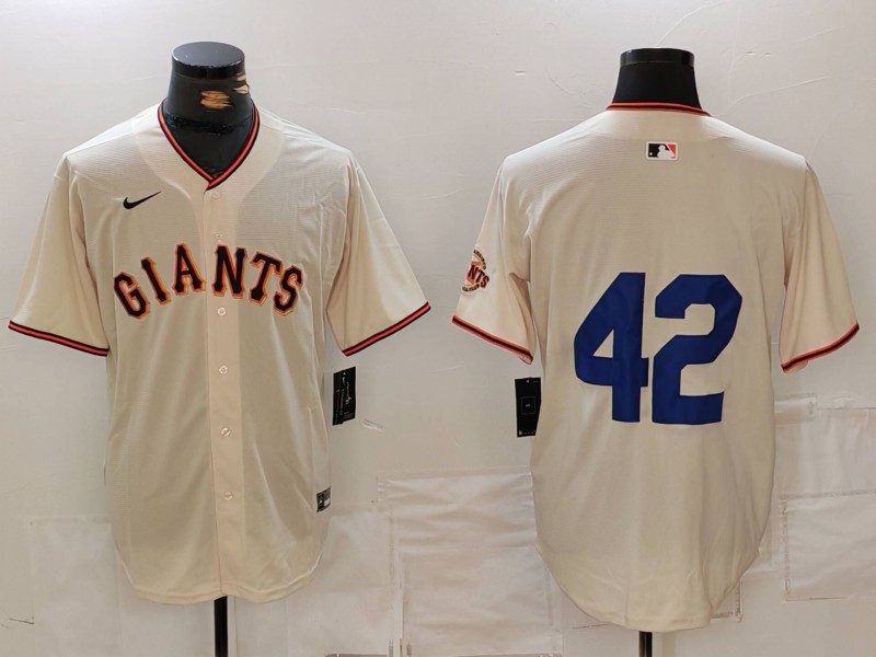 Men's San Francisco Giants #42 Jackie Robinson Cream Stitched Baseball Jersey