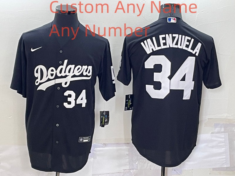 Custom Men's Los Angeles Dodgers Black Cool Base Stitched Baseball Jersey