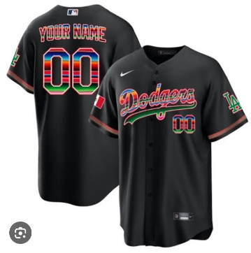 Custom Los Angeles Dodgers 2023 Mexican Serape Heritage Black Jersey