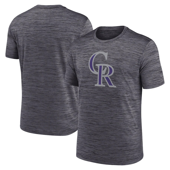 Men's Colorado Rockies Grey Team Logo Velocity Performance T-Shirt