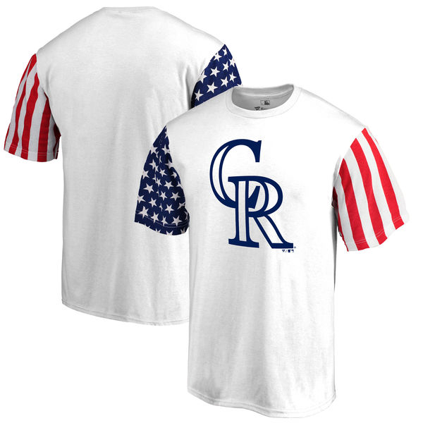 Colorado Rockies Fanatics Branded Stars & Stripes T-Shirt White