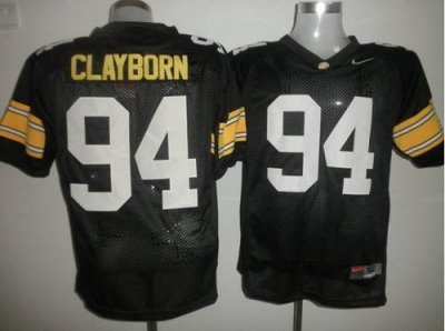 hawkeyes #94 adrian clayborn black embroidered ncaa jersey