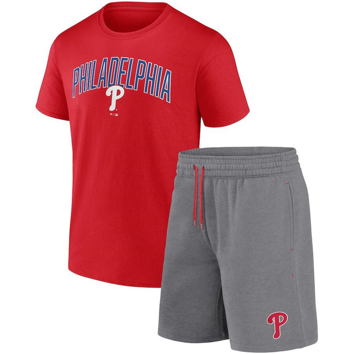 Men's Philadelphia Phillies Red Heather Gray Arch T-Shirt & Shorts Combo Set