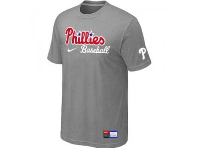 Philadelphia Phillies NEW Short Sleeve Practice T-Shirt L.Grey