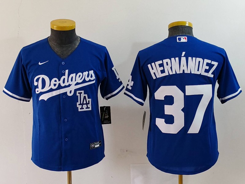 Youth Los Angeles Dodgers #37 Teoscar Hernández Blue Stitched Baseball Jersey 5