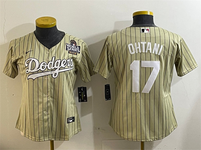 Women's Los Angeles Dodgers #17 Shohei Ohtani Cream 2024 World Series Cool Base Stitched Baseball Jersey(Run Small)