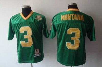 dame #3 joe montana green with 30th patch embroidered ncaa jersey