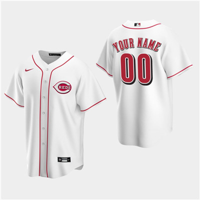 Men's Custom Cincinnati Reds White Home Replica Jersey